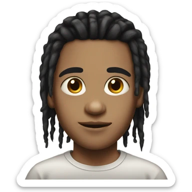 portrait of a boy with black hair dreads sticker