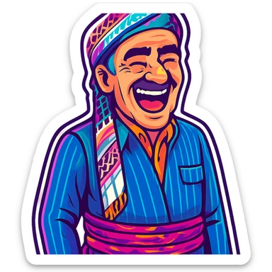 Create a cartoon sticker with a laughing expression in the style of Flux Kontext Pro, with a transparent background. The style is vibrant and pop colors icons with a cartoonish, colorful, and lively look. sticker