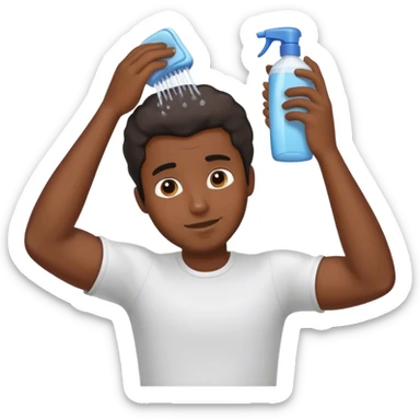 Black guy cleaning his hair with shampoo sticker