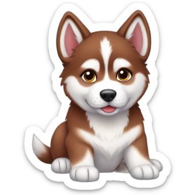 Red Siberian husky puppy sticker