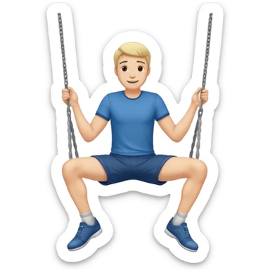 A guy swinging his legs with his hands on his chin sticker