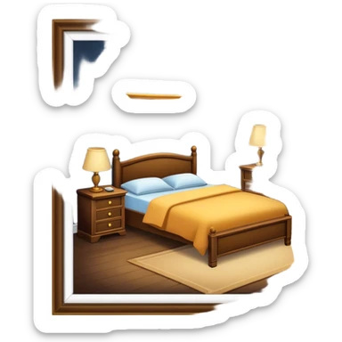 A dimly lit bedroom.  sticker