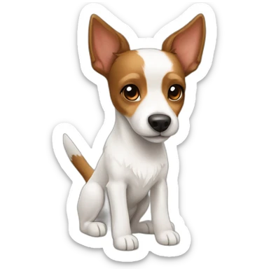 white and brown toy fox terrier with long fur sticker