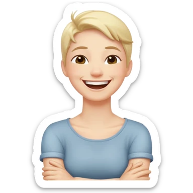 person arms crossed on there neck laughing sticker