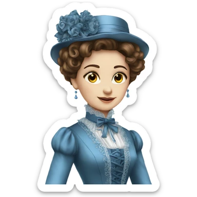 Victorian dress elegant blue  sticker