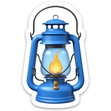 adorable cartoon blue oil lantern emoji, hurricane style with wire guard sticker