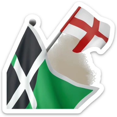 a flag that in the background has red color. In front of that color there is an saltire green colored. finally, has a white colores cross sticker