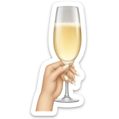 white woman hand with beige nails holding champagne glass sticker