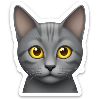 gray cat with yellow eyes without stripes sticker
