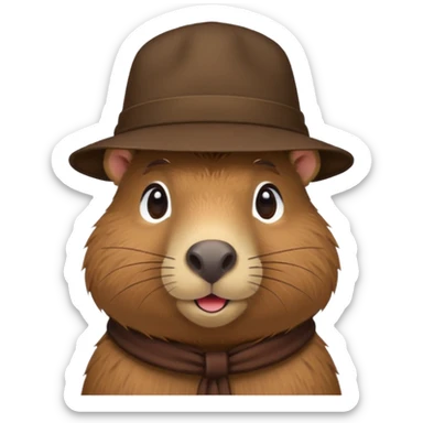 Capibara with a hat sticker