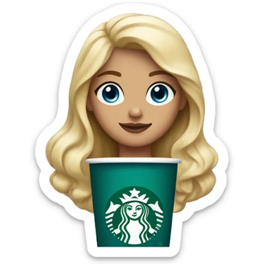 Starbucks cup drink with blonde girl blue eyes  sticker