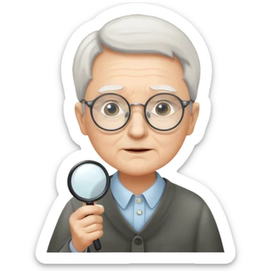 Elder + magnifier, Library Visitor. sticker