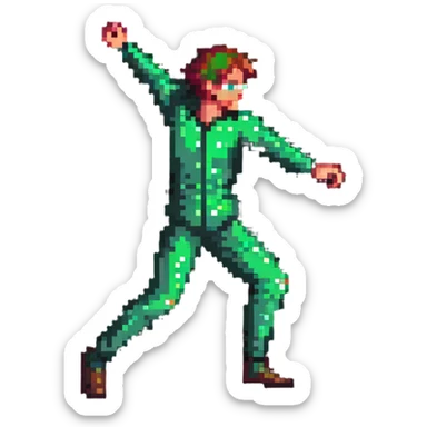 energetic fast-moving person in dynamic pose sticker