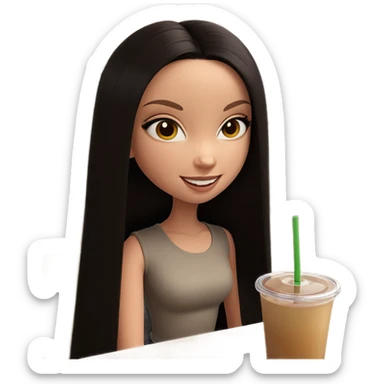 smiling girl with drink indoors sticker