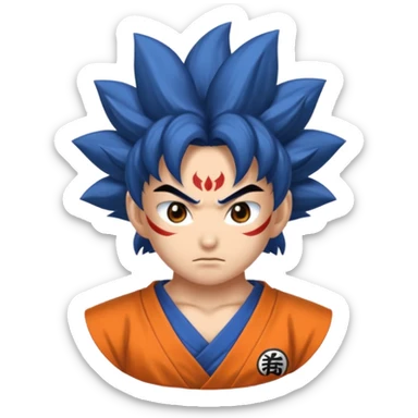 Emoji San goku plus petit niveau image , concentrer comme avant un combat contre un adversaire, maintenant fais moi un emoji que je peux utiliser pour Instagram  sticker