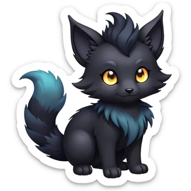 Kawaii dark edgy fantasy ethereal fursona Fakemon with tufted tail sticker