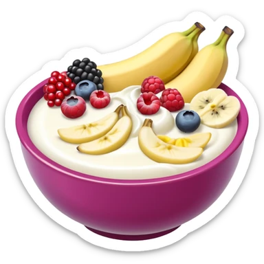 Yoghurt bowl with fruit sticker