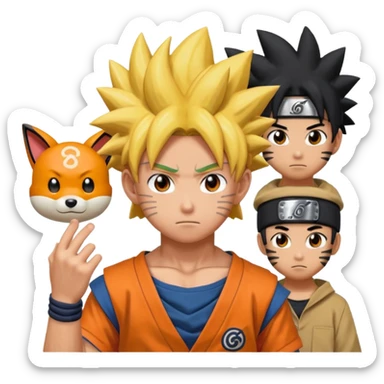 fais goku avec un melange de naruto et de 2 pkemon de ton choi aussi  sticker