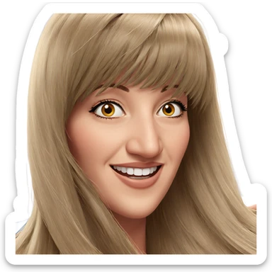 smiling girl with long hair sticker