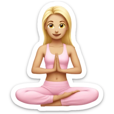 blonde yoga girl light pink clothes n sticker