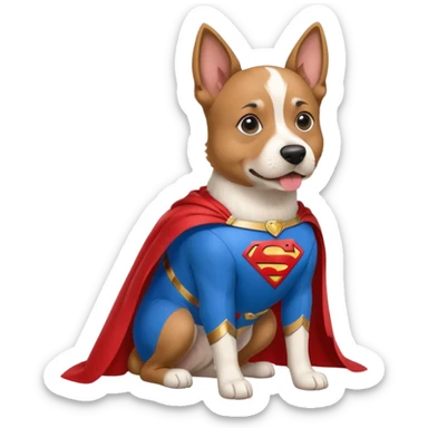 Doggy in a Superman costume sticker