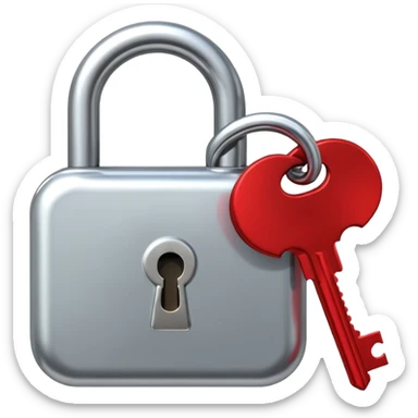 A chrome silver lock and key emoji, smooth metallic surfaces, glossy reflections, luxury swag vibe, minimal iOS emoji style, centered on clean white background sticker