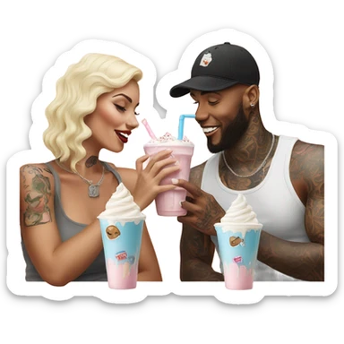 Photo model tattooed couple drinking milkshakes sticker