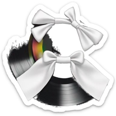 vinyl record with white bow sticker