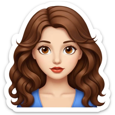 A beautiful lady with long and wavy brown hair and brown eyes, with plump lips. sticker