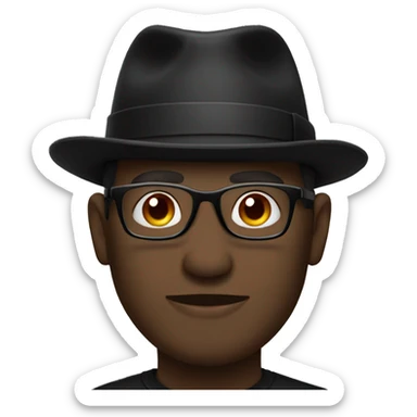 black hat on man with black glasses sticker