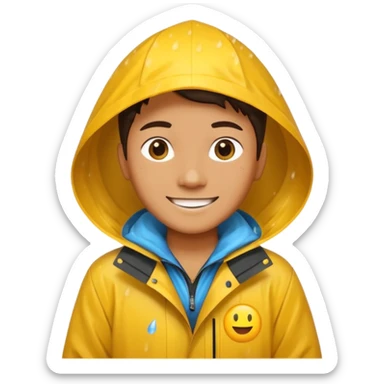 create a realistic emoji of a weather situations with a logistic worker in it, sun, rain, snow sticker