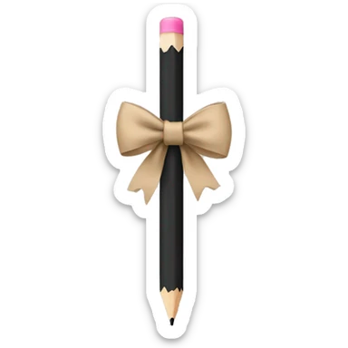 a black pencil with a beige bow wrapped around it  sticker