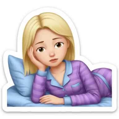 Chica apunto de dormir blanca sticker