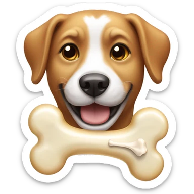 Dog happy with bone  sticker