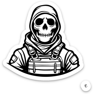 Call of Duty Ghost character with skull mask, tactical military outfit sticker