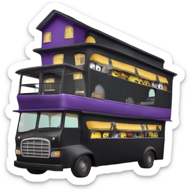 Double decker, wide angle,Reality morticia Addams haunted dream house on food truck  sticker