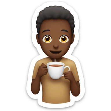 Holding a cup of tea in front of the face sticker