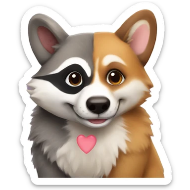 raccoon and corgi in love sticker