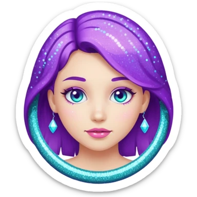 1 human girl Glitter purple and cian inner circle sticker