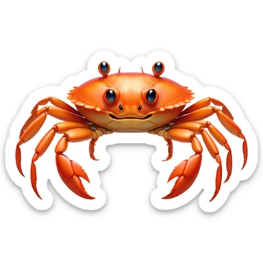 Cinematic Noble Baby Crab Portrait Emoji, Poised and curious, with a small, delicate carapace in vibrant hues, tiny, alert eyes on short stalks, and miniature, intricately detailed pincers, Simplified yet sharp and sophisticated features, highly detailed, glowing with a soft, coastal radiance, high shine, intelligent and determined, stylized with an air of seaside authority, focused and attentive, soft glowing outline, capturing the essence of a watchful and confident juvenile crustacean that appears ready to scuttle out of the screen with effortless charm! sticker