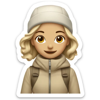 stylish girl on a beige color skis sticker
