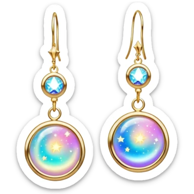 earrings as celestial charms with cosmic glow sticker
