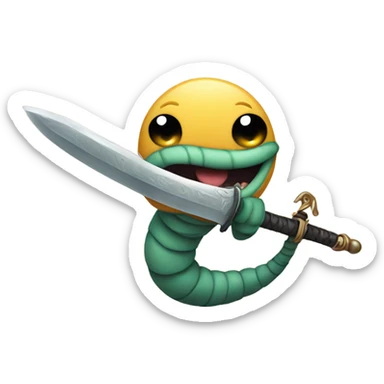 Worm holding sword sticker