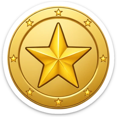 Gold star coin emoji in a circle sticker