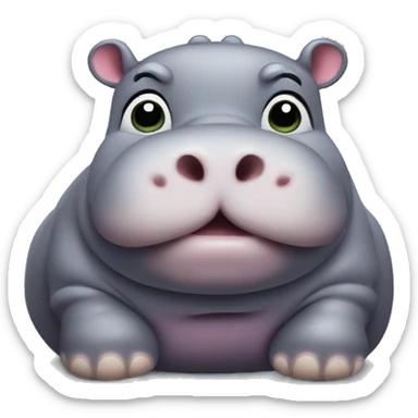 chubby hippo with a belly sticker