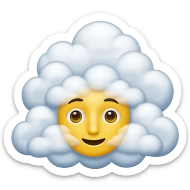No mouth face in clouds a yellow circle remove nose and remove a white eyes sticker