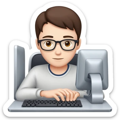 Person typing on a computer sticker
