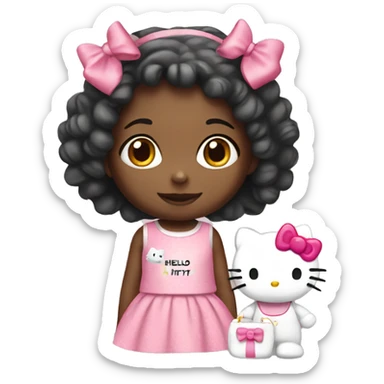 Little girl with hello Kitty set sticker