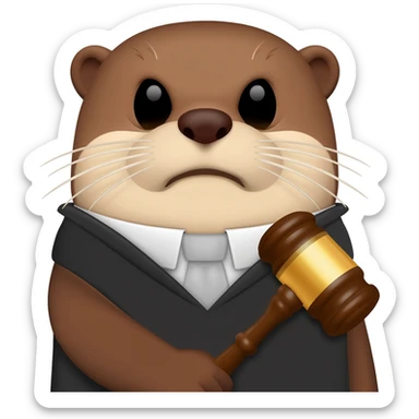 angry otter head with a judge's gavel sticker