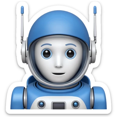 tête de robot cosmonaute bleu et blanc avec une antenne sticker
